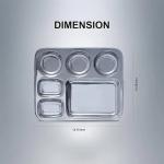 SAIL Salem Stainless Rectangular 6 in 1 Compartment Plate
